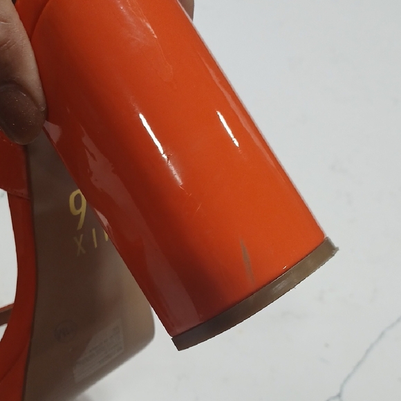 Mix No. 6, Women's Orange Block Heel Sandals, Gentle Used, Sz 11 - Picture 5 of 11